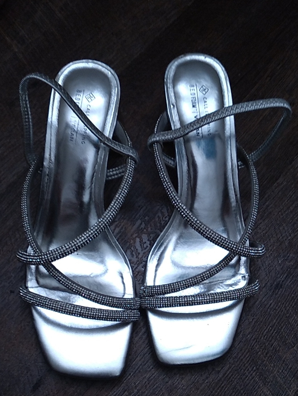 Call It Spring Silver Strappy Low-Heel Sandals